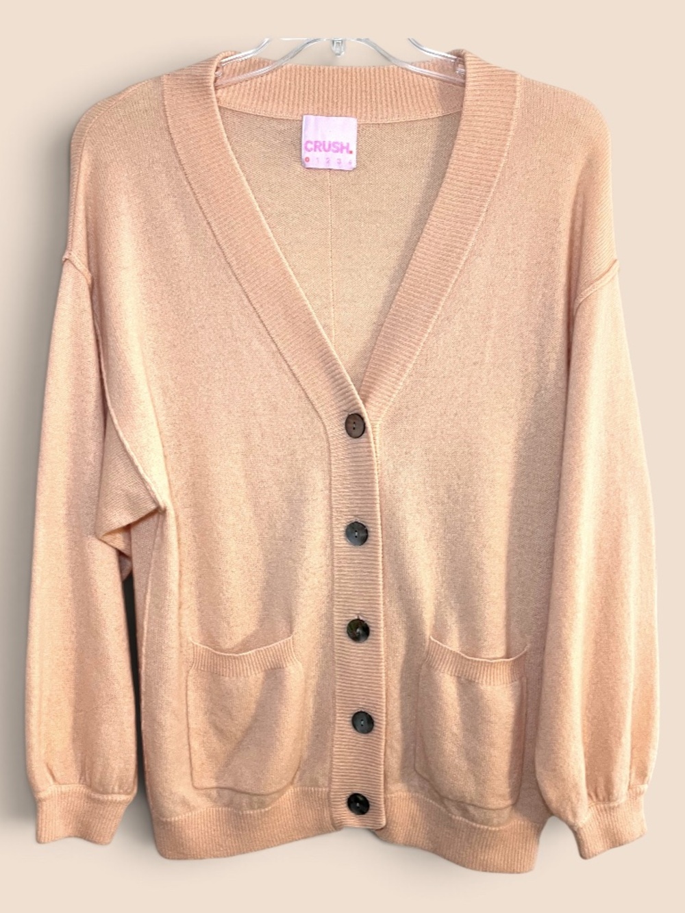 Crush 01234 Cashmere Oversized Cardigan Apricot Luxury Knit Size Small
